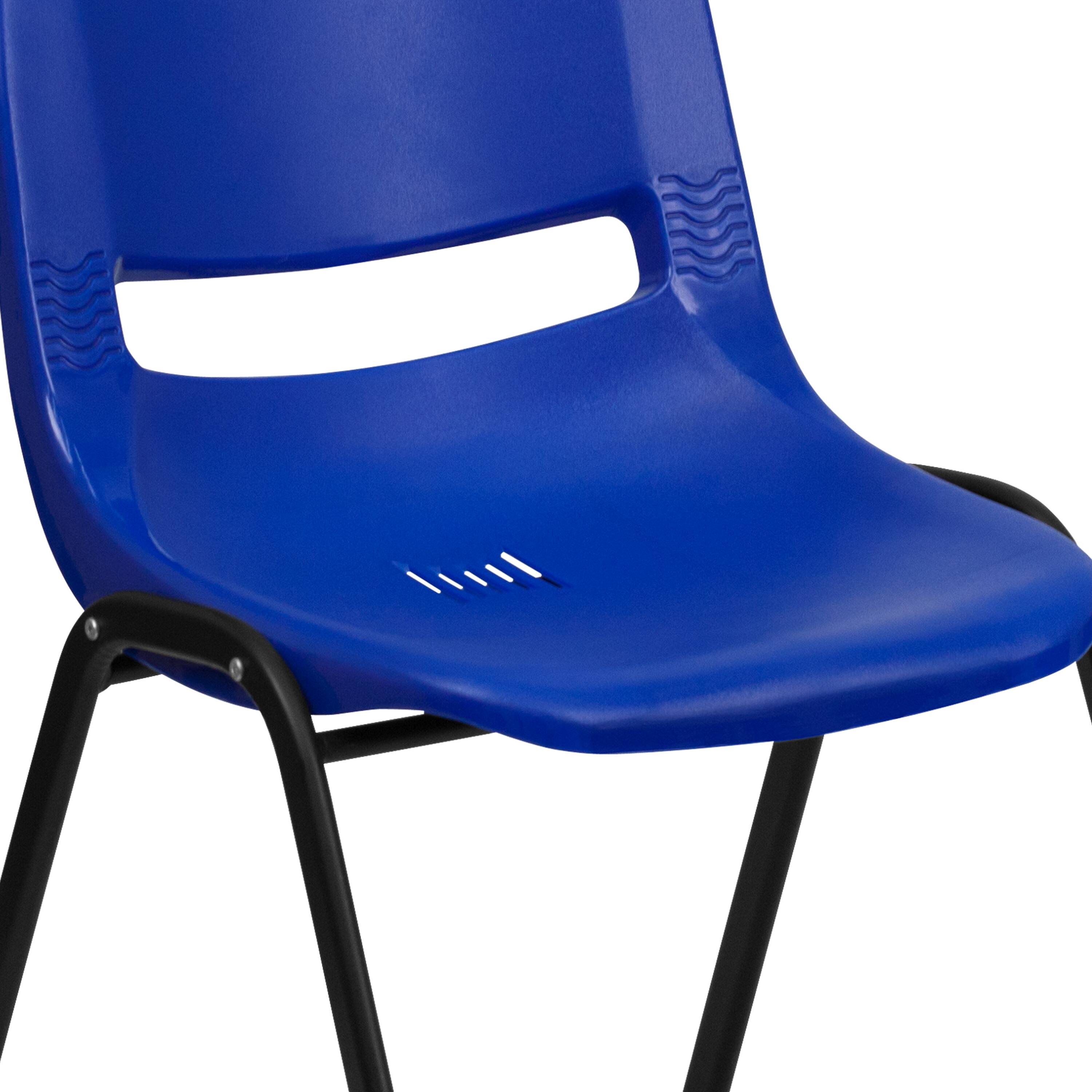 Alt View 10. Emma + Oliver - Ergonomic Kid's Shell Stack Chair - 14" Seat Daycare Home School - Navy Plastic/Black Frame.
