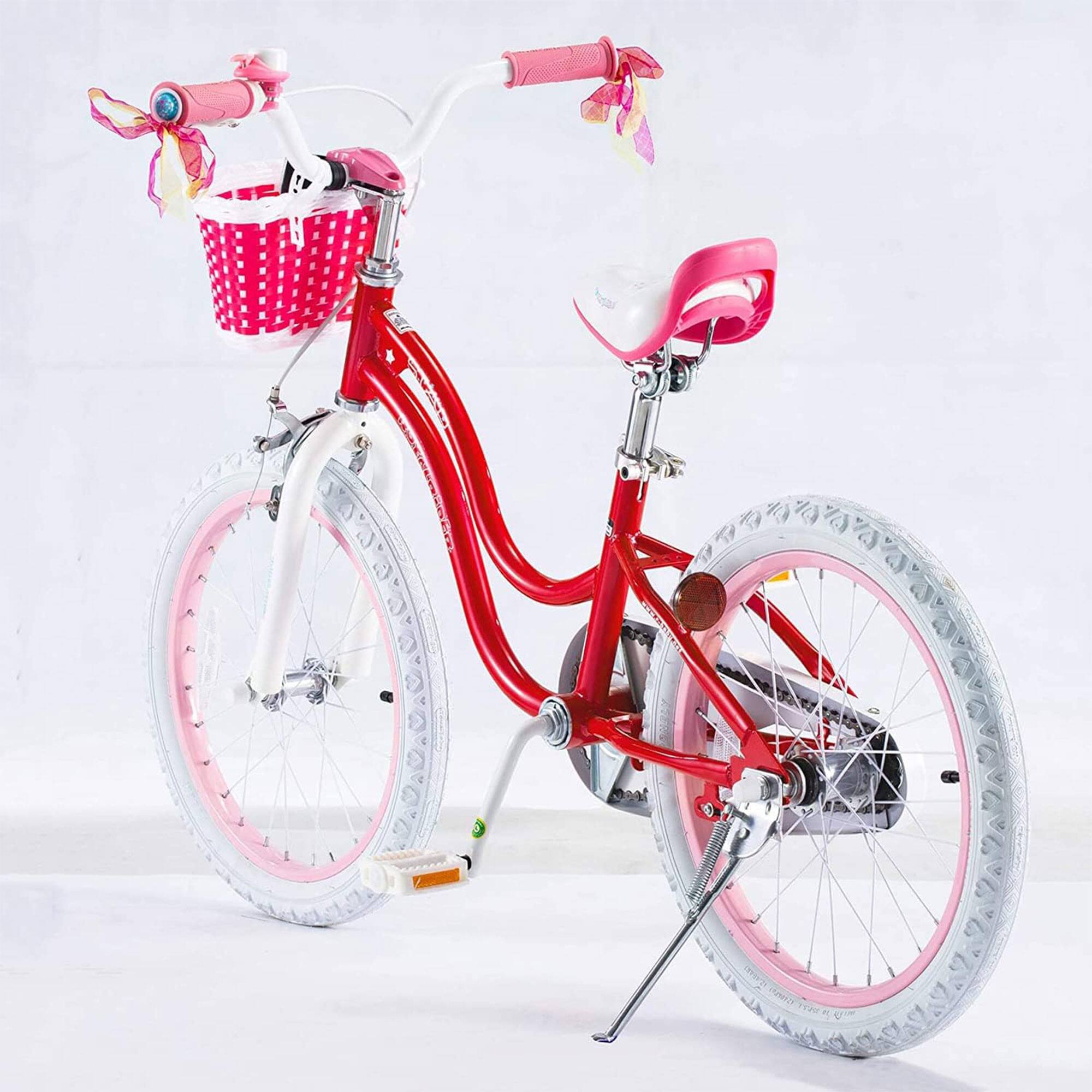 Alt View 5. RoyalBaby - RoyalBaby Stargirl Children's Outdoor Bicycle, 18 Inch with Kickstand, Pink - Neon Pink.