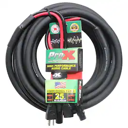 ProX - XC-XLREC25 25' IEC Female to NEMA 15P (14AWG) & XLR-M to XLRF (20AWG) Balanced High Performance Audio/Power Cable