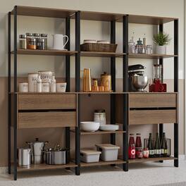Madesa - Kitchen Pantry Storage Rack with 4 Drawers and Open Shelves 78"L - Black/Brown - Rustic/Black