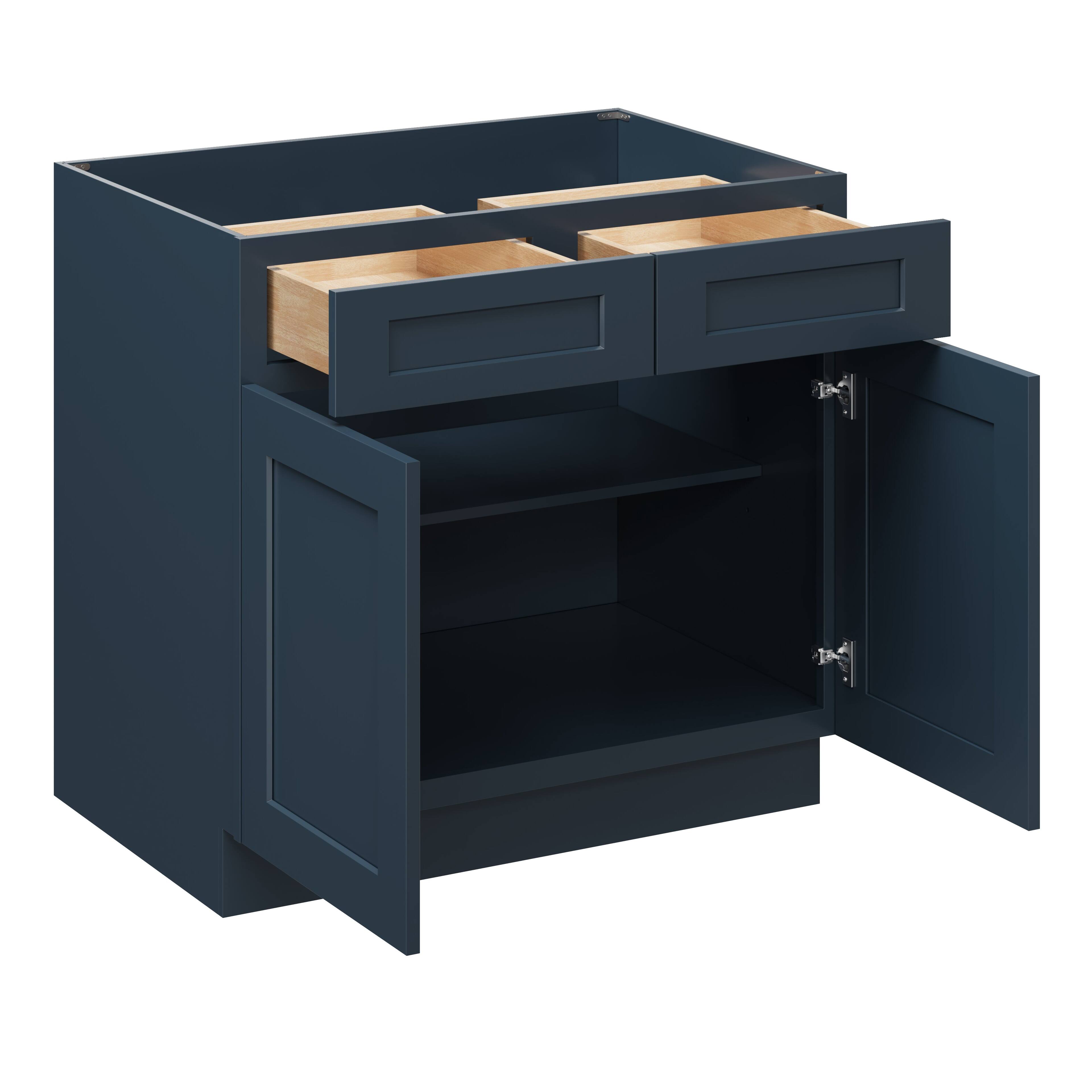 Alt View 1. Boyel Living - 36 Inch Cyber Grey Base Cabinet with Full Overlay HDF Doors and Soft Close Drawers - Cyber Grey.