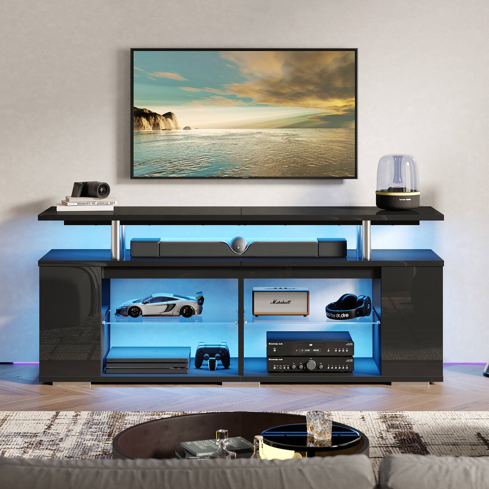 Pinmoco 63 inch Modern TV Stand High Glossy Entertainment Center
