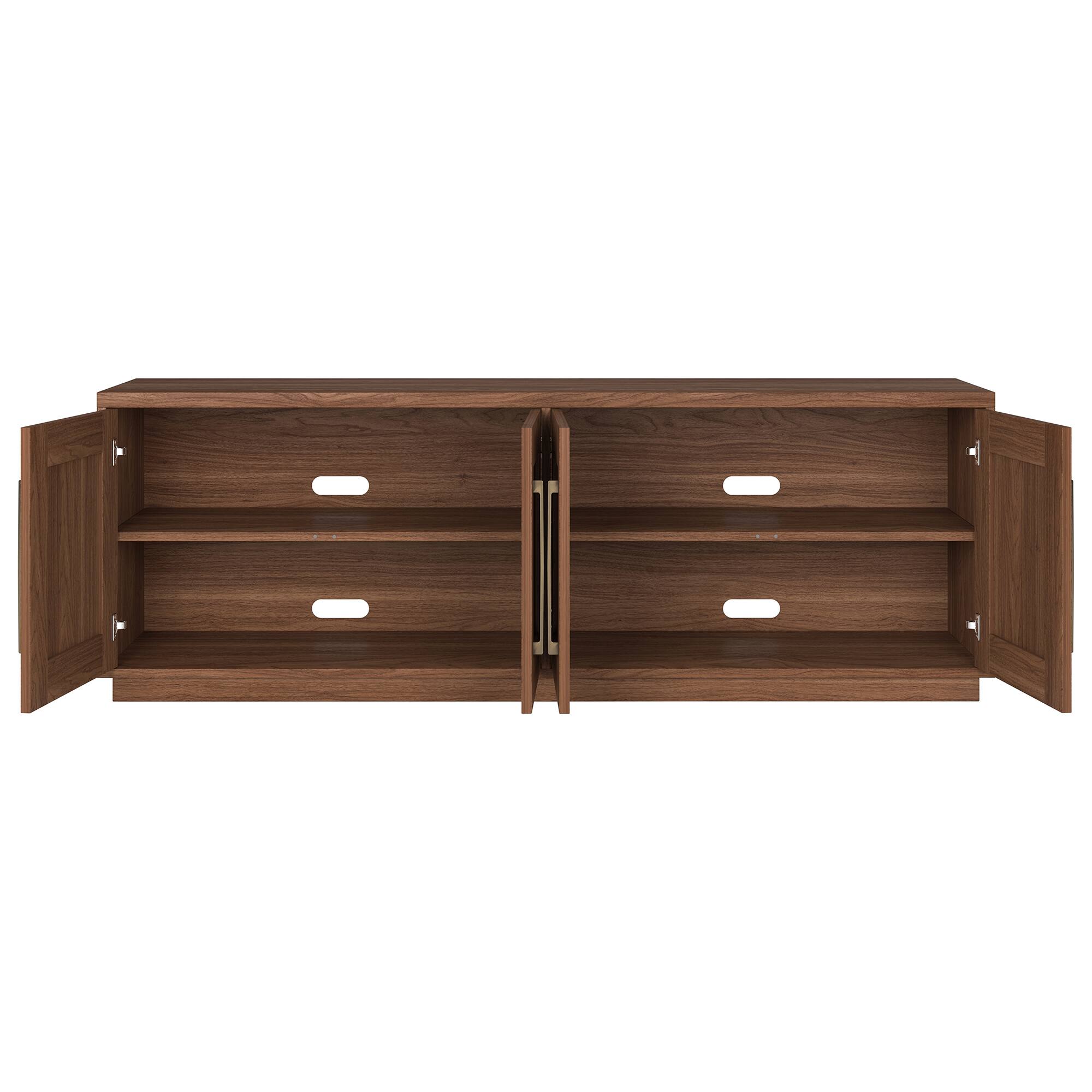 Left. Hudson&Canal - Tillman Rectangular TV Stand for TV's up to 75" in Satin Walnut - Brown.