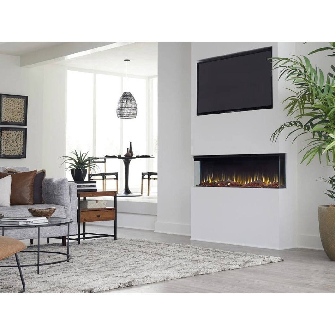 Alt View 2. Touchstone Home Products - 60 in. Wall Mounted Recessed Sideline Infinity Pro 3-Sided Smart Electric Fireplace 1500W - Black.