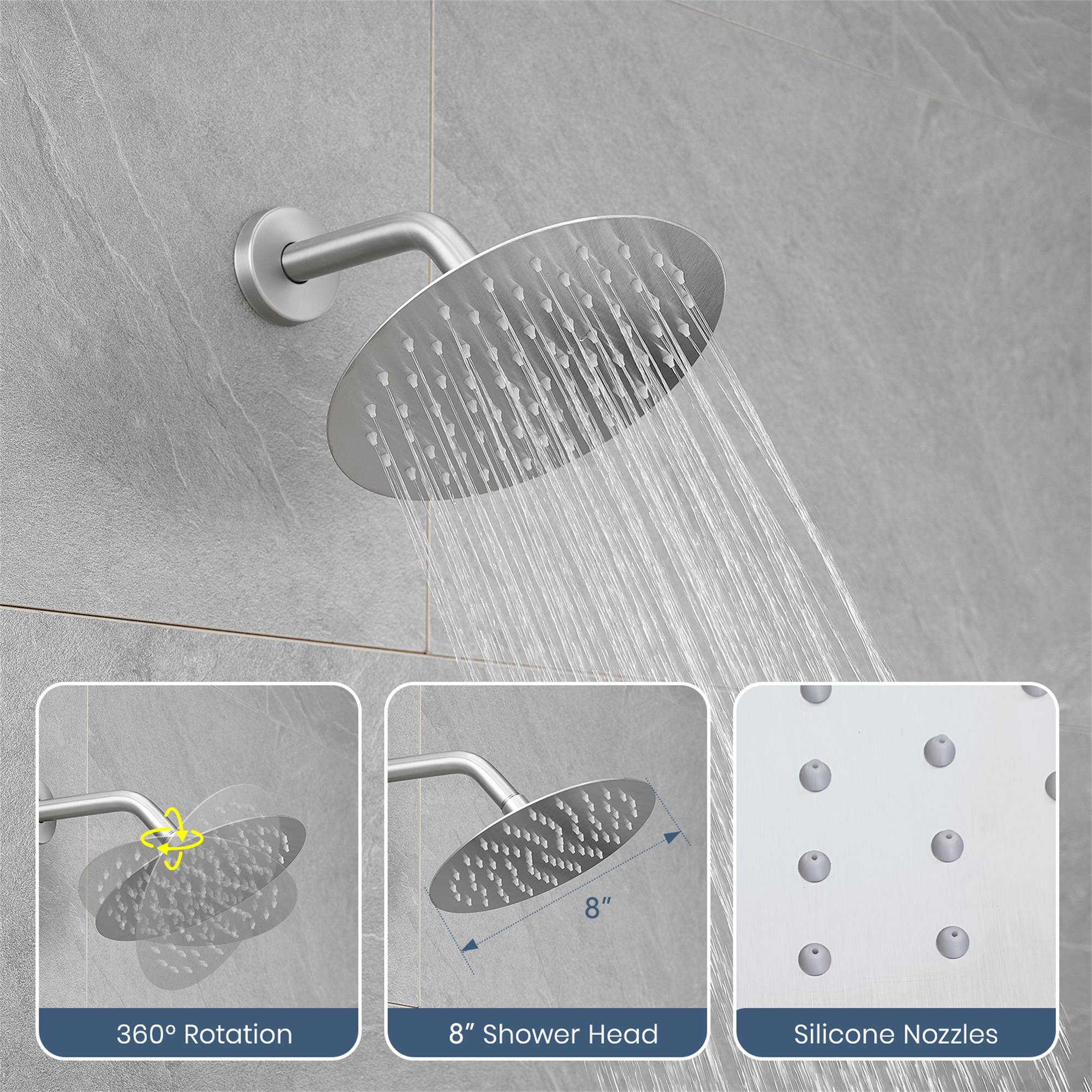8" 360° Rotation 8" Shower Head Silicone Nozzles