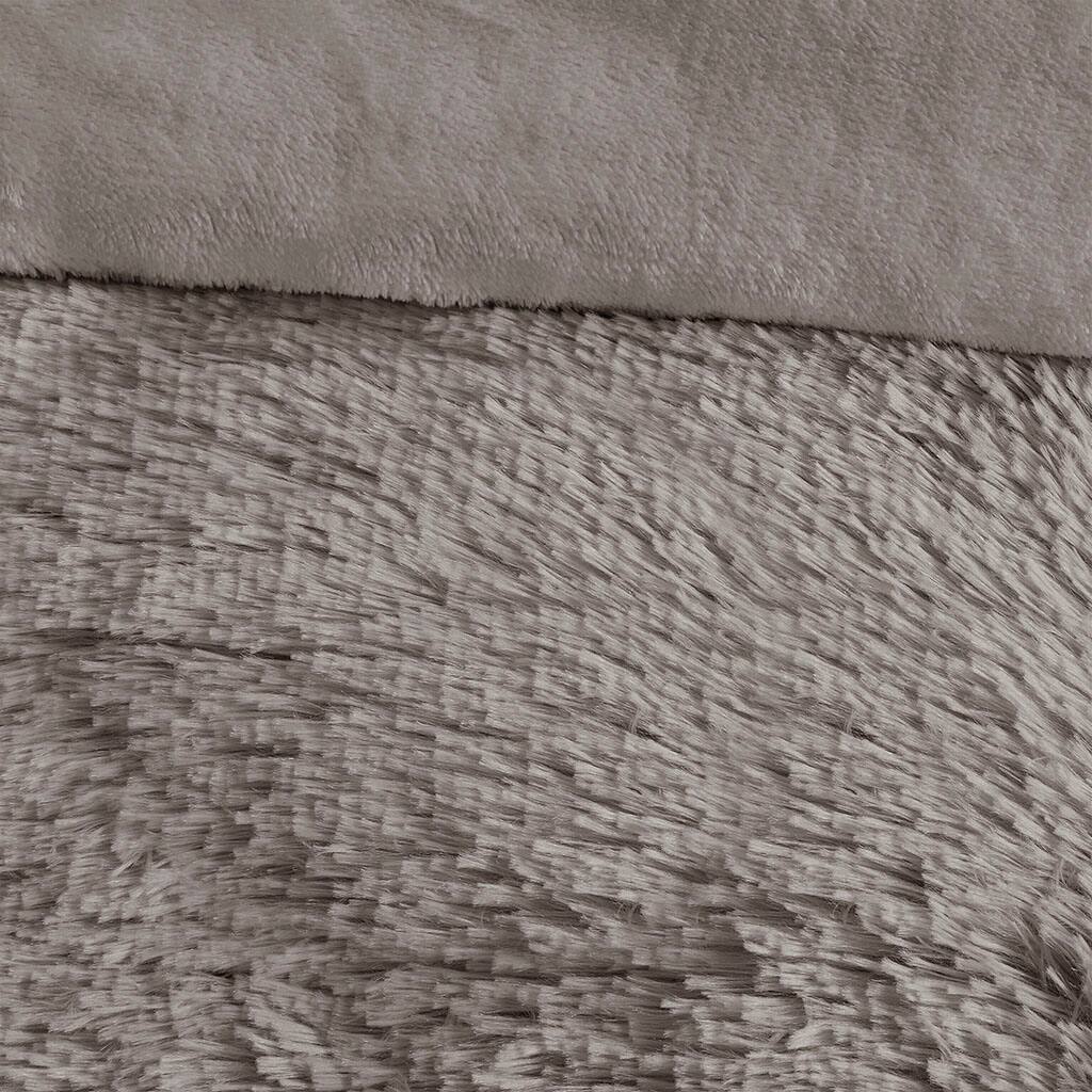 Alt View 5. Gracie Mills - Gracie Mills Susie Solid Shaggy Long Fur Duvet Cover Set - Grey.