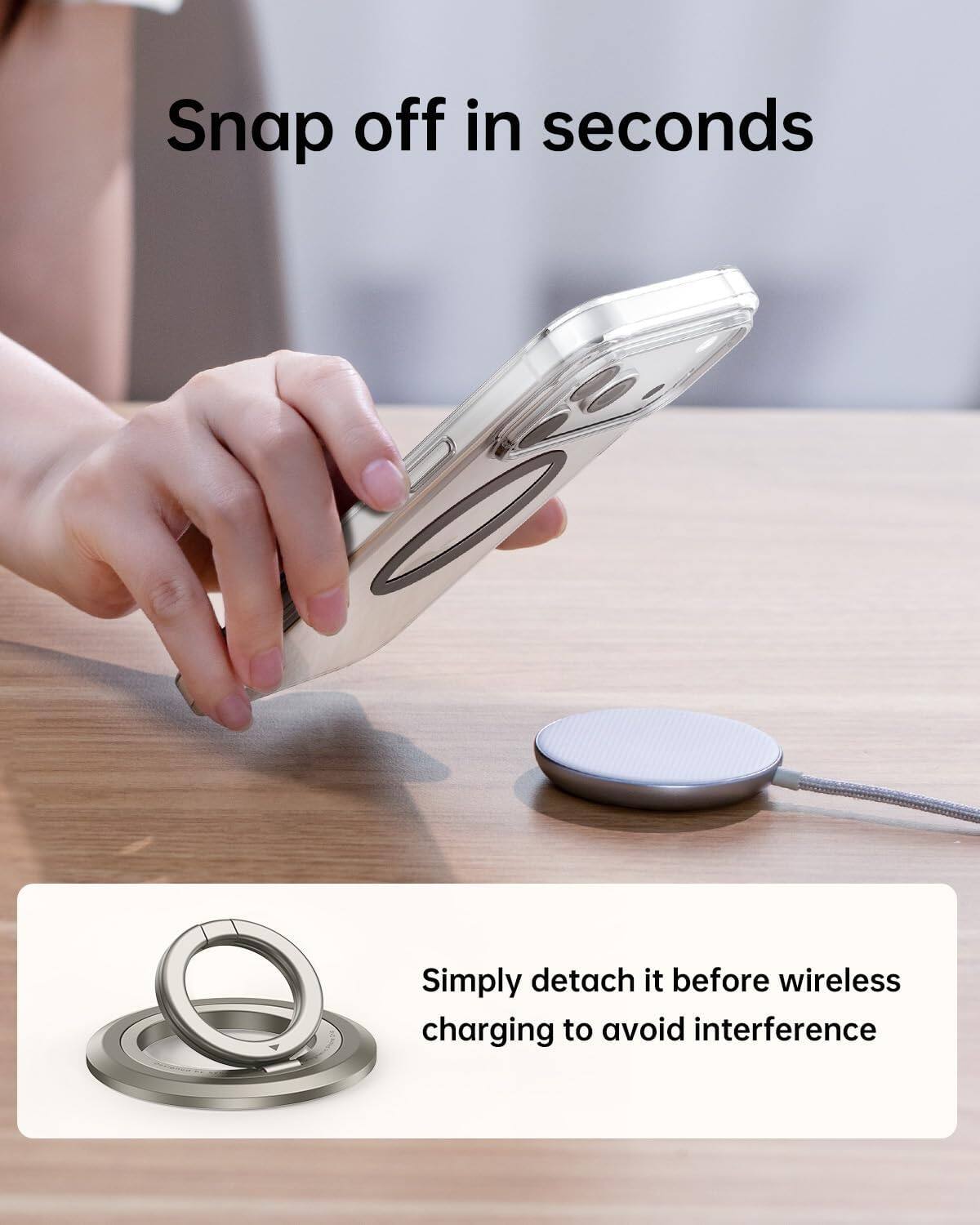 Snap off in seconds

Simply detach it before wireless charging to avoid interference