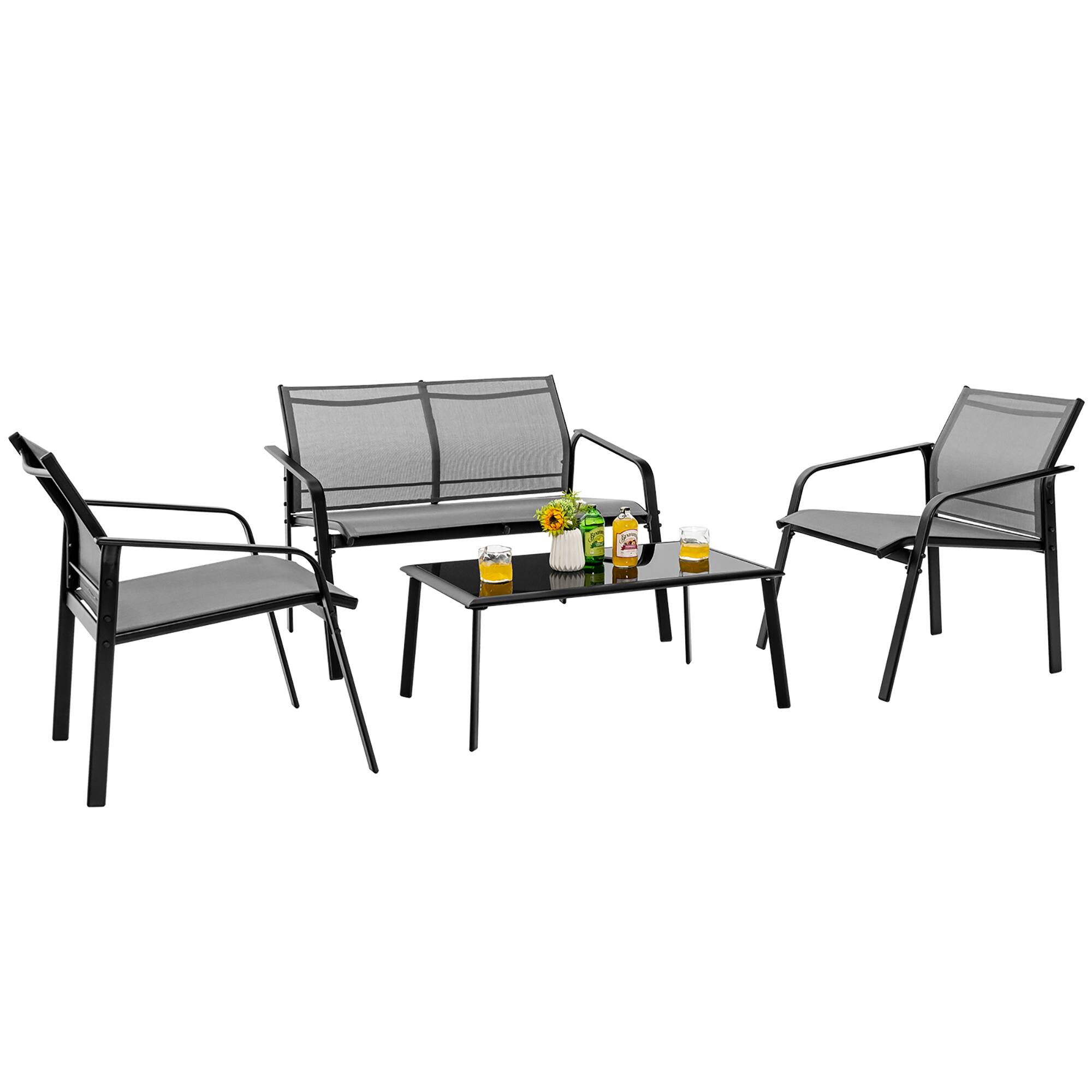 Alt View 1. Gymax - Gymax 4PCS Patio Conversation Futniture Set w/ Fabric and Anti-Rust Steel Frame Grey - Grey.