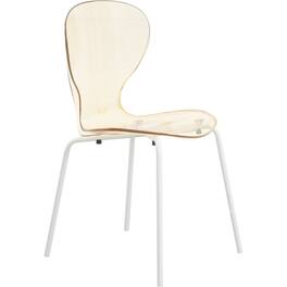 LeisureMod - Oyster Modern Clear Plastic Dining Chair, Stackable Ergonomic Accent Chair with Powder Coated Steel Legs - Amber