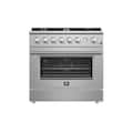 Forno Appliances - 36 in. Wide 6 Burner Marco 5.36 Cu. Ft. Freestanding Gas Convection Range - Silver