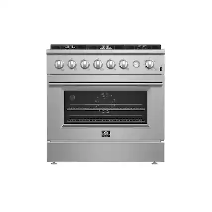 Front. Forno Appliances - Marco 5.36 Cu. Ft. Freestanding Gas Convection Range - Silver.
