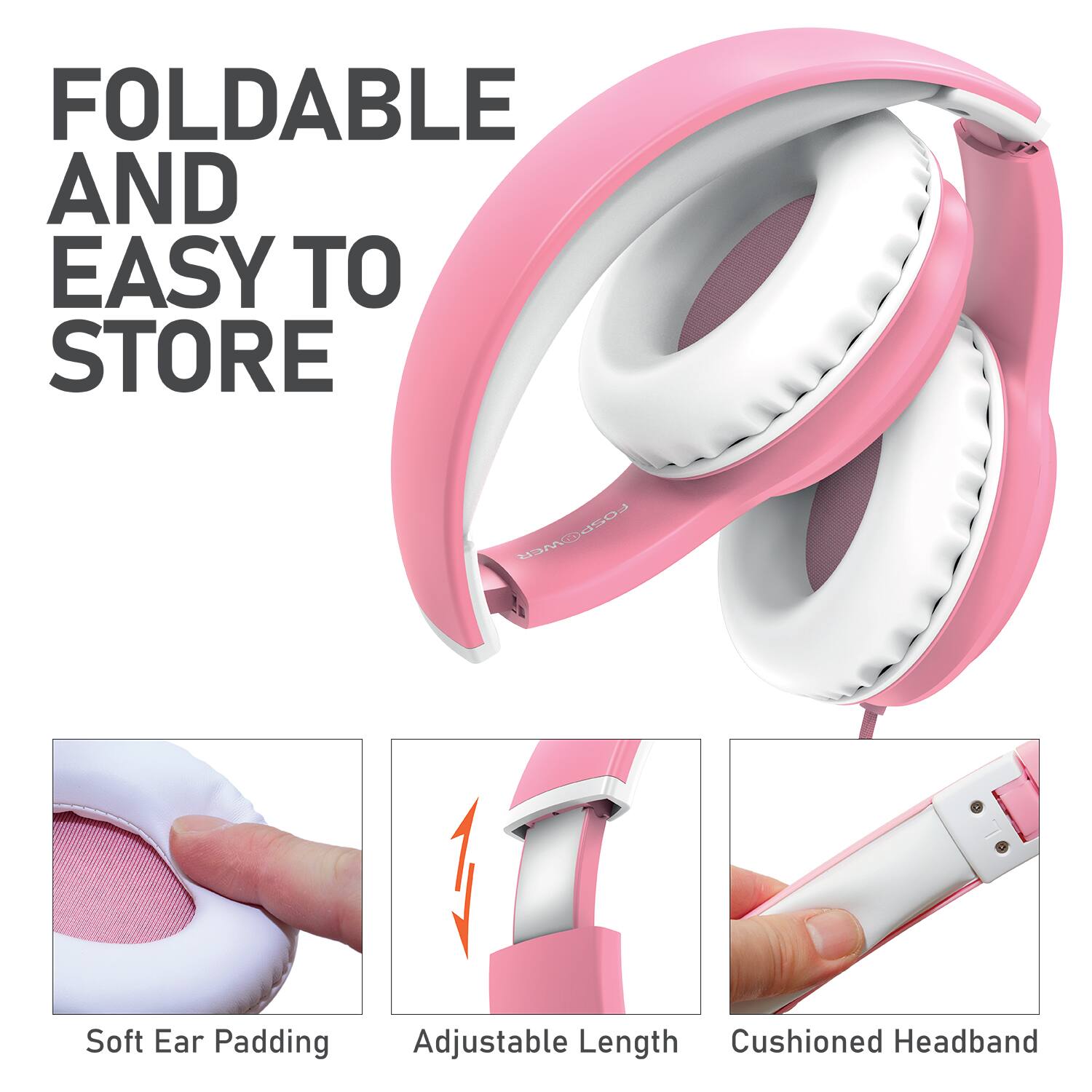 FosPower Kids Headphones USB C Wired Over Ear Headphons with Microphone ...