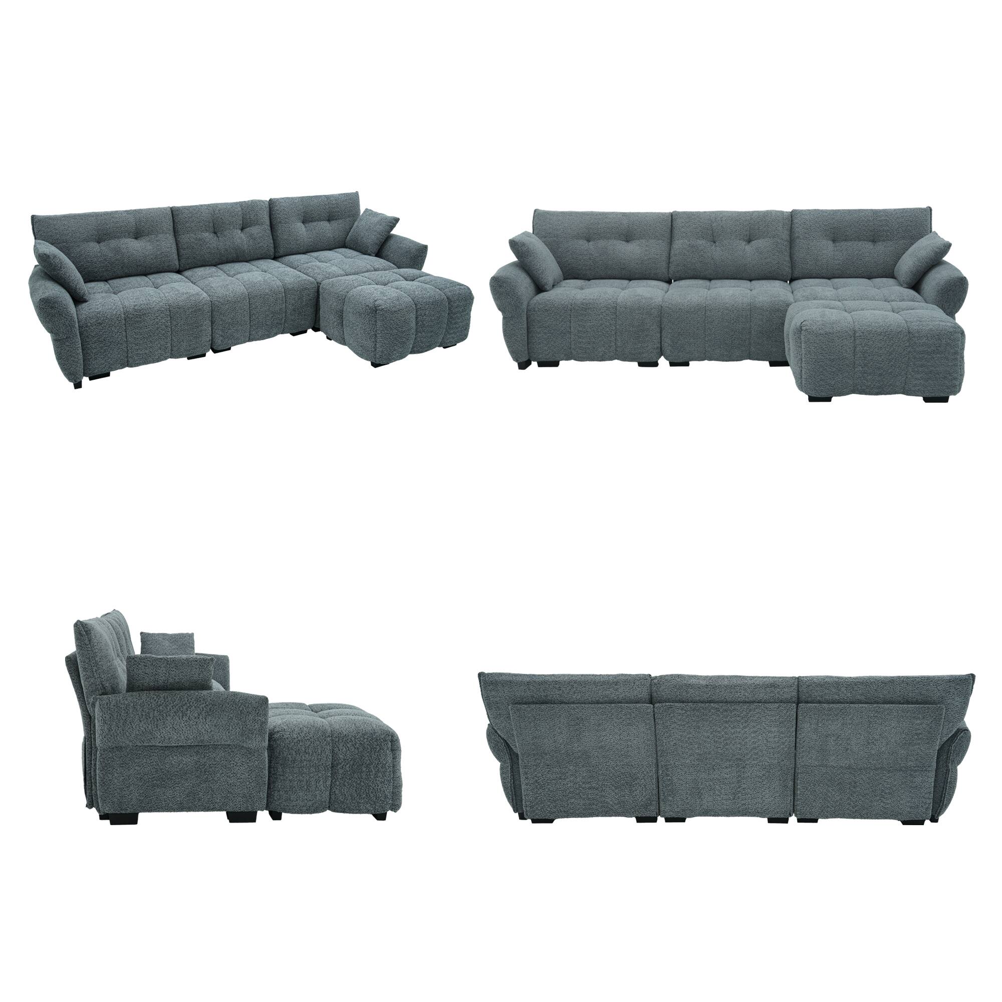 Alt View 1. Homsee - Modern L-Shaped Sectional Sofa Couch  4-Seater Living Room Furniture Comfortable Cushions Durable Wood Frame - Gray.