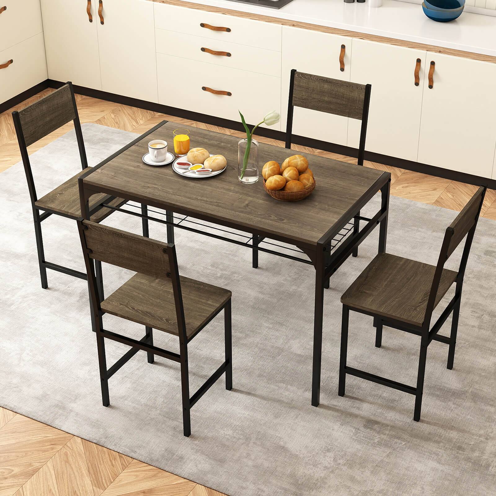 Alt View 3. Costway - Costway Set of 4 Dining Chairs w/Metal Legs Slanted Back Wide Seat for Living Room - Gray.