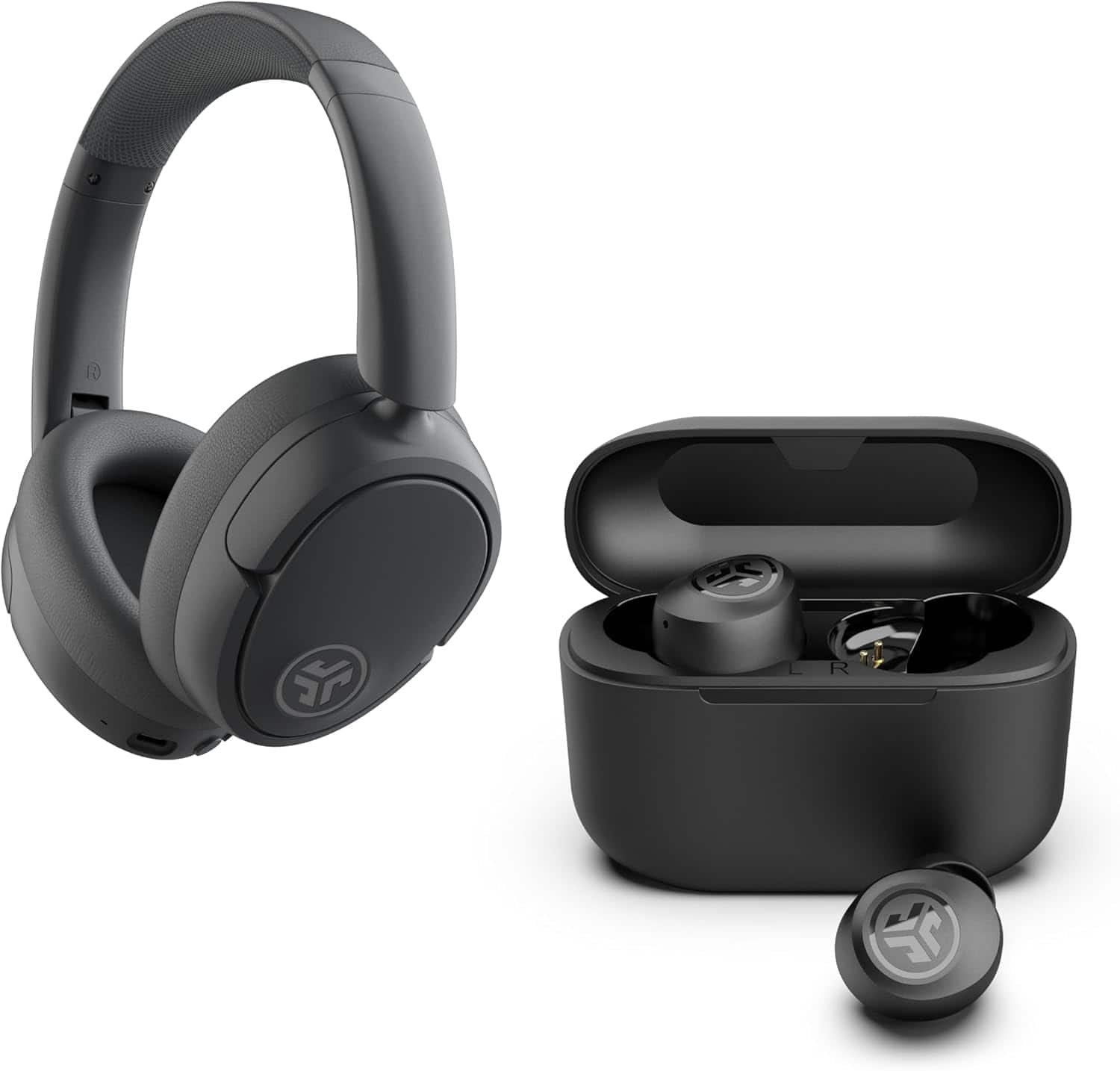 JLab - JBuds Lux ANC Wireless Headphones & Go POP+ Earbuds Audio Bundle - Black