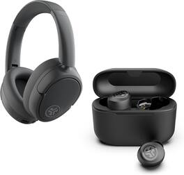 JLab - JBuds Lux ANC Wireless Headphones & Go POP+ Earbuds Audio Bundle - Black