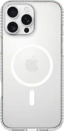 Front. Insignia™ - Hard-Shell Case with MagSafe for iPhone 16 Pro - Clear.