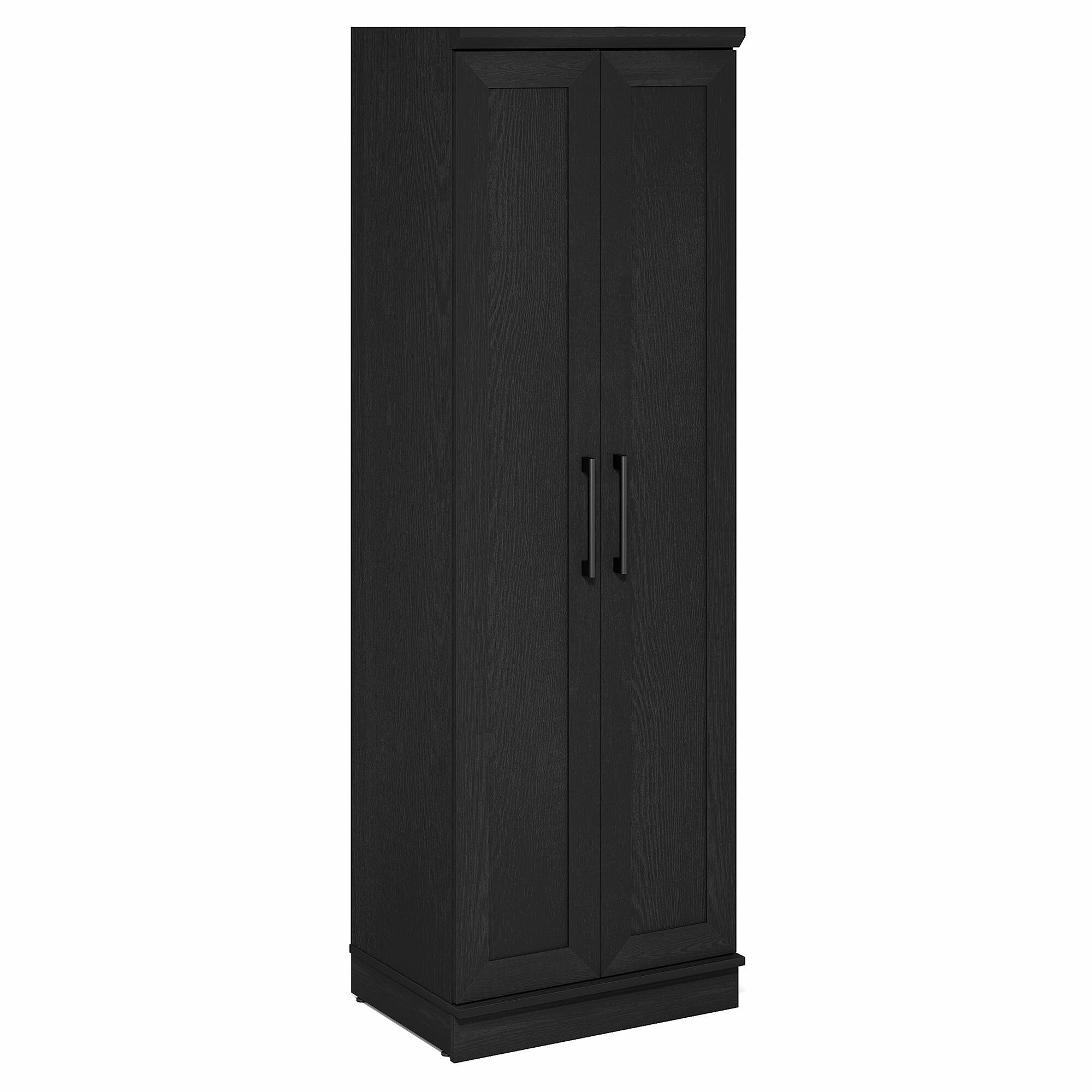 Alt View 4. Furinno - ROBIN Storage Cabinet, Pantry Cabinet with Adjustable Shelves, 23W with 2 Shaker-Doors, Kitchen Cabinet - Black Woodgrain.