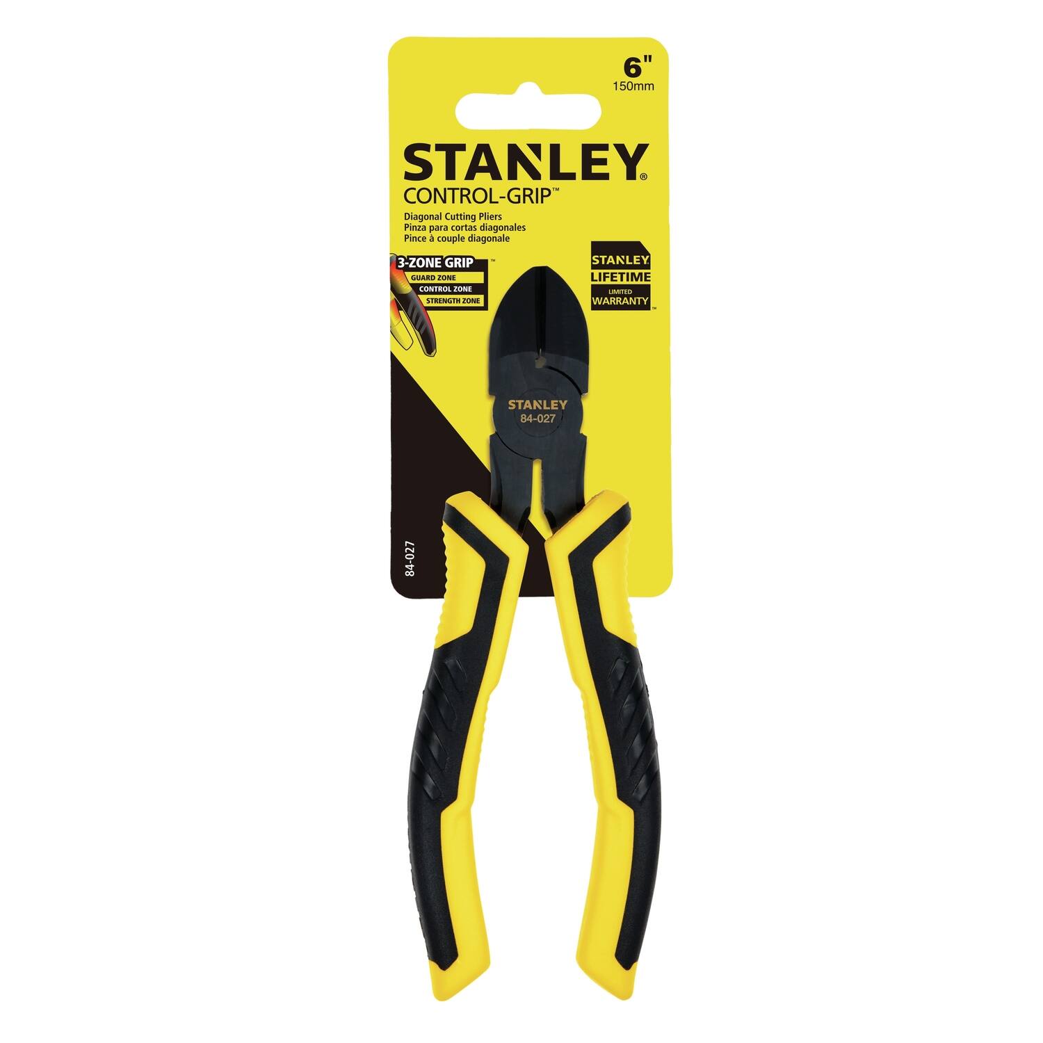 6" 150mm STANLEY CONTROL-Grip Diagonal Cutting Pliers Pinza para cortar diagonales Pince à couple diagonale 3-ZONE GRIP STANLEY SMART F LIFETIME WARRANTY STANLEY 84-027 84-027