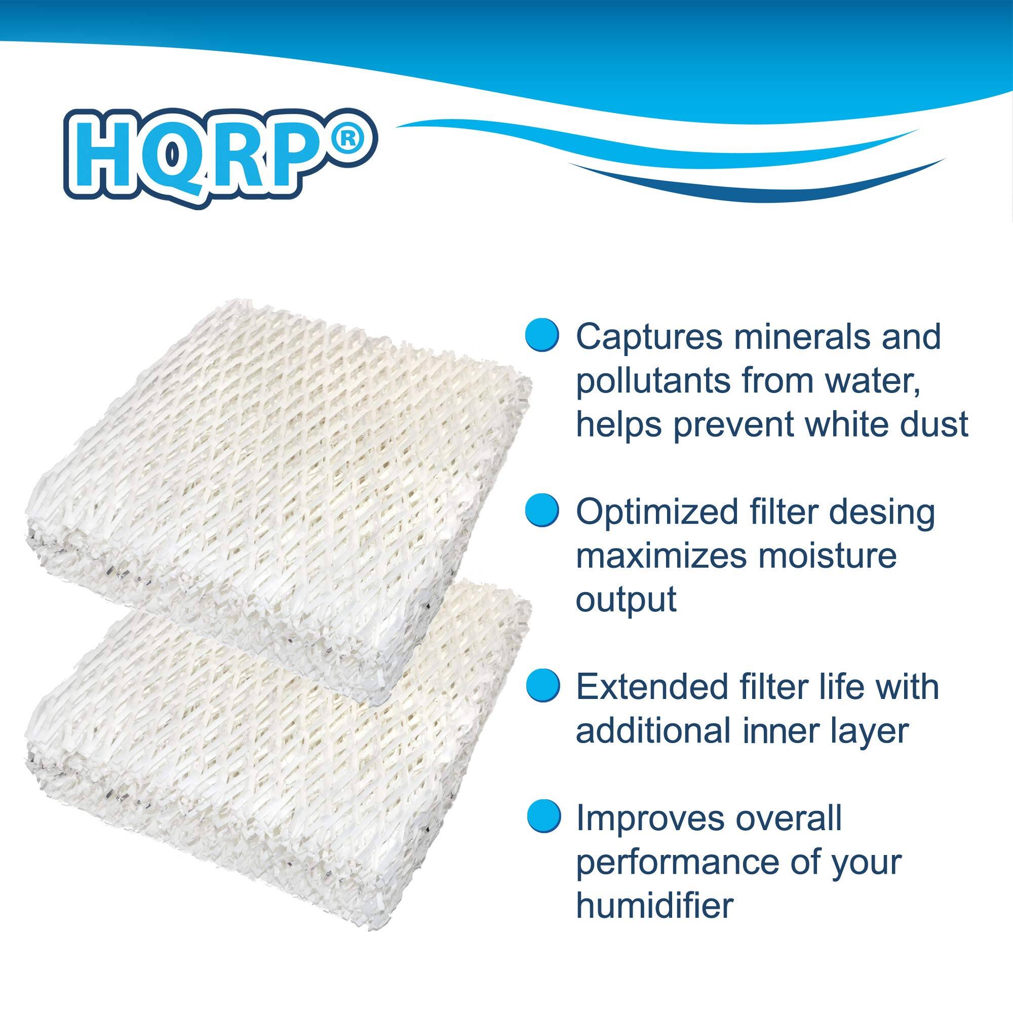 HQRP Captures minerals and pollutants from water, helps prevent white dust  
Optimized filter design maximizes moisture output  
Extended filter life with additional inner layer  
Improves overall performance of your humidifier
