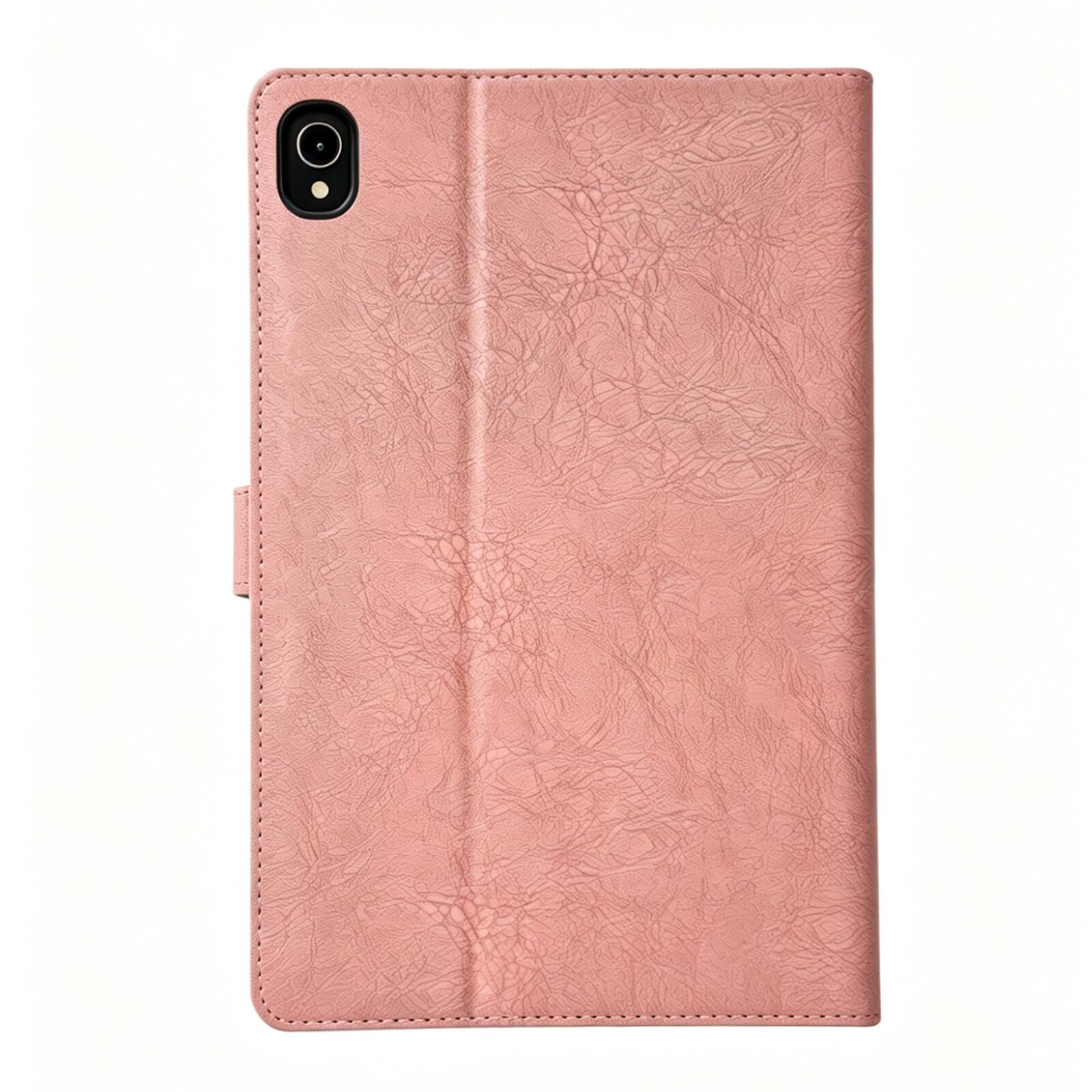 Angle. Dteck - Case for Samsung Galaxy Tab S11 (SM-X730)11.0" 2025,Embossed Bird Wallet Folio Stand Cover,Shockproof Faux Leather Shell - Pink.
