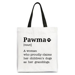 OrnamentallyYou - Pawma Definition Canvas Tote Bag, Funny Dog Lovers Mom Gift Shopper - White Black