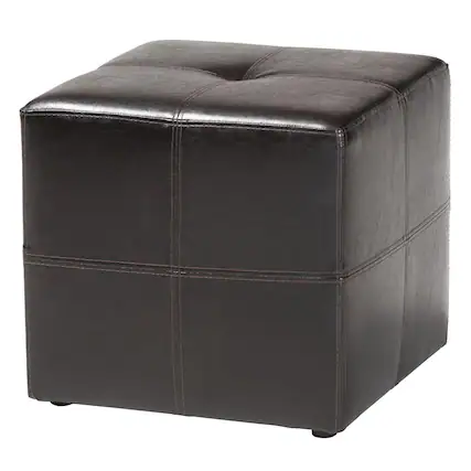Front. Baxton Studio - Nox Ottoman - Dark Brown.