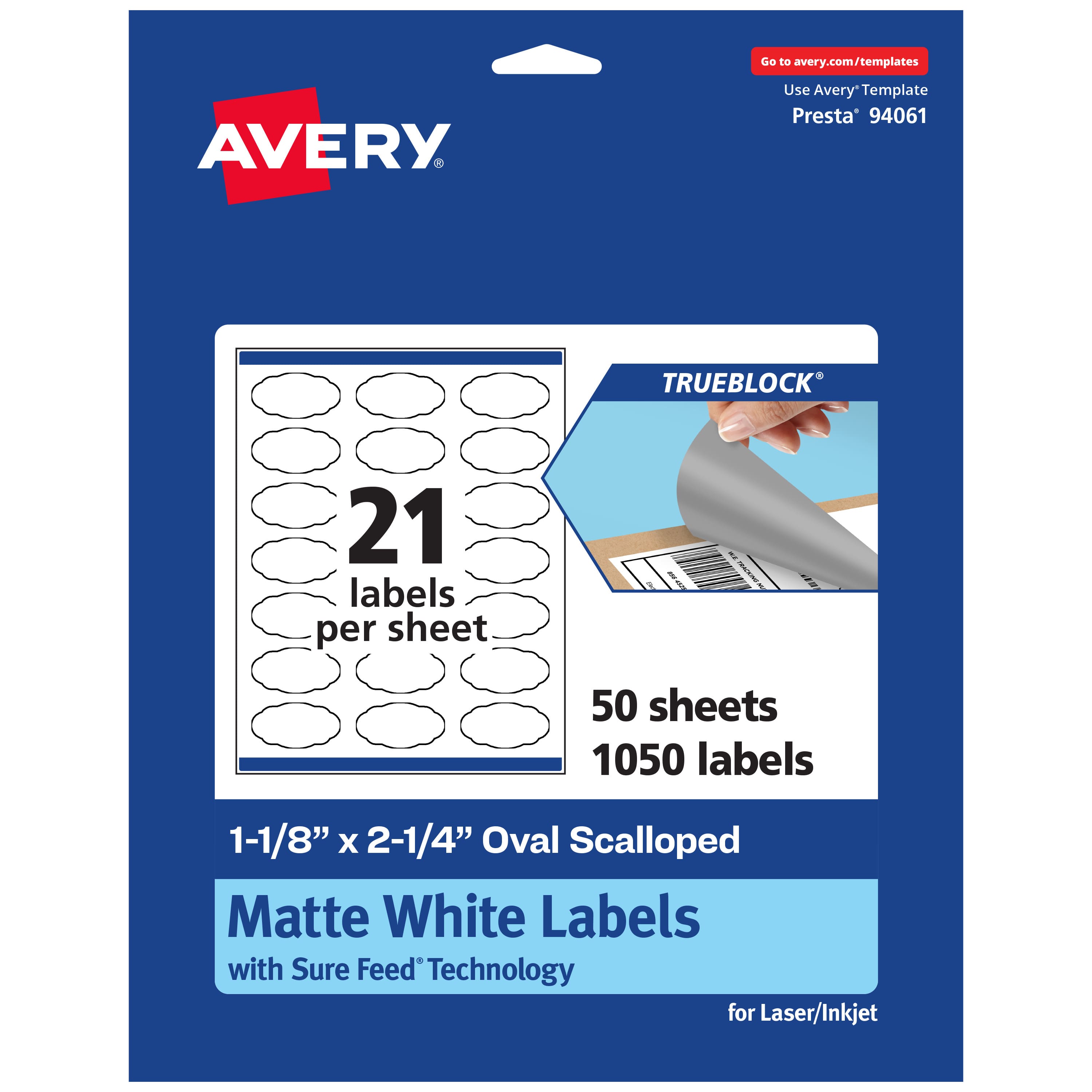 "Avery - TrueBlock Oval Scalloped Labels, 1-1/8"" x 2-1/4"", 1,050ct - White" price history on PriceWatchPro
