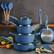 Left. Tramontina - 14PC Cold Forged Cookware Set - Blue.