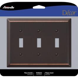 AMERELLE - Century Antique 3 gang Stamped Steel Toggle Wall Plate 1 pk - Bronze