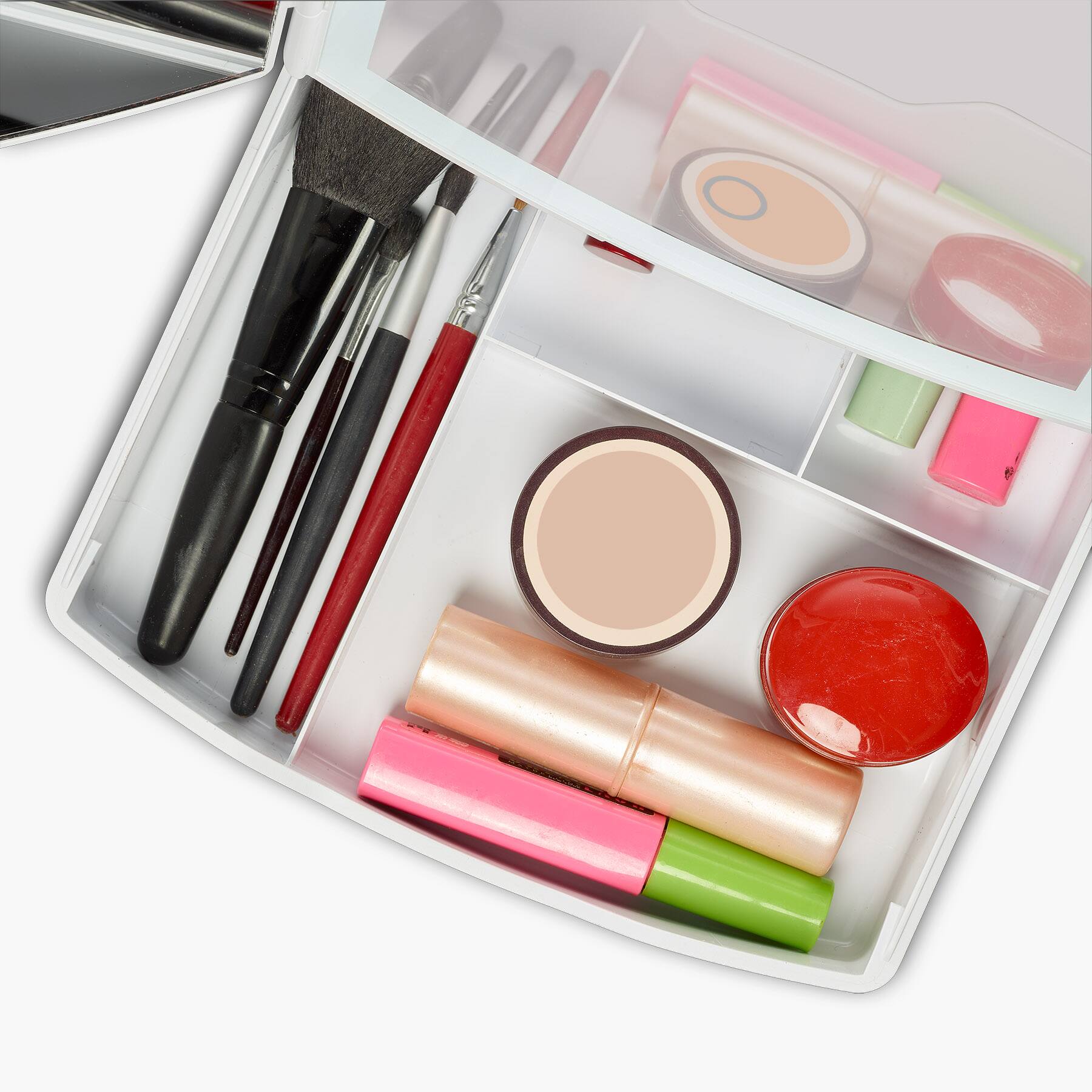 Back. iHome - iHome Travel Mirror with Lights and Makeup Organizer (iCVS30) - White.