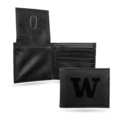 Front. Rico Industries - Washington Huskies Laser Engraved Black Billfold Wallet - Multi.