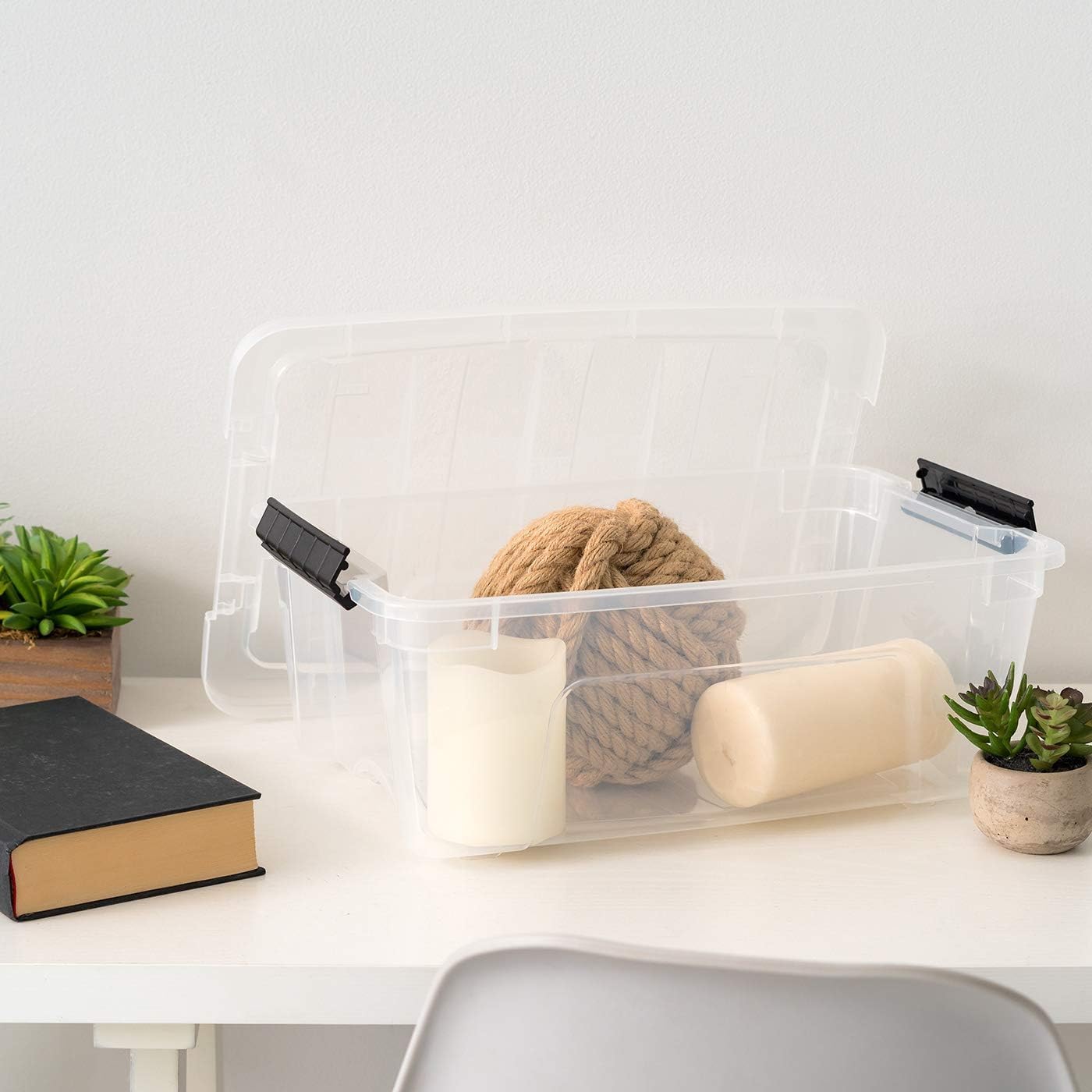 Alt View 4. HM 1810 - IRIS USA 13 QT Storage Box Lid Latches BPA Free See Through Organizing Solution Durable Nestable - Clear 13 Qt 4 Pack.