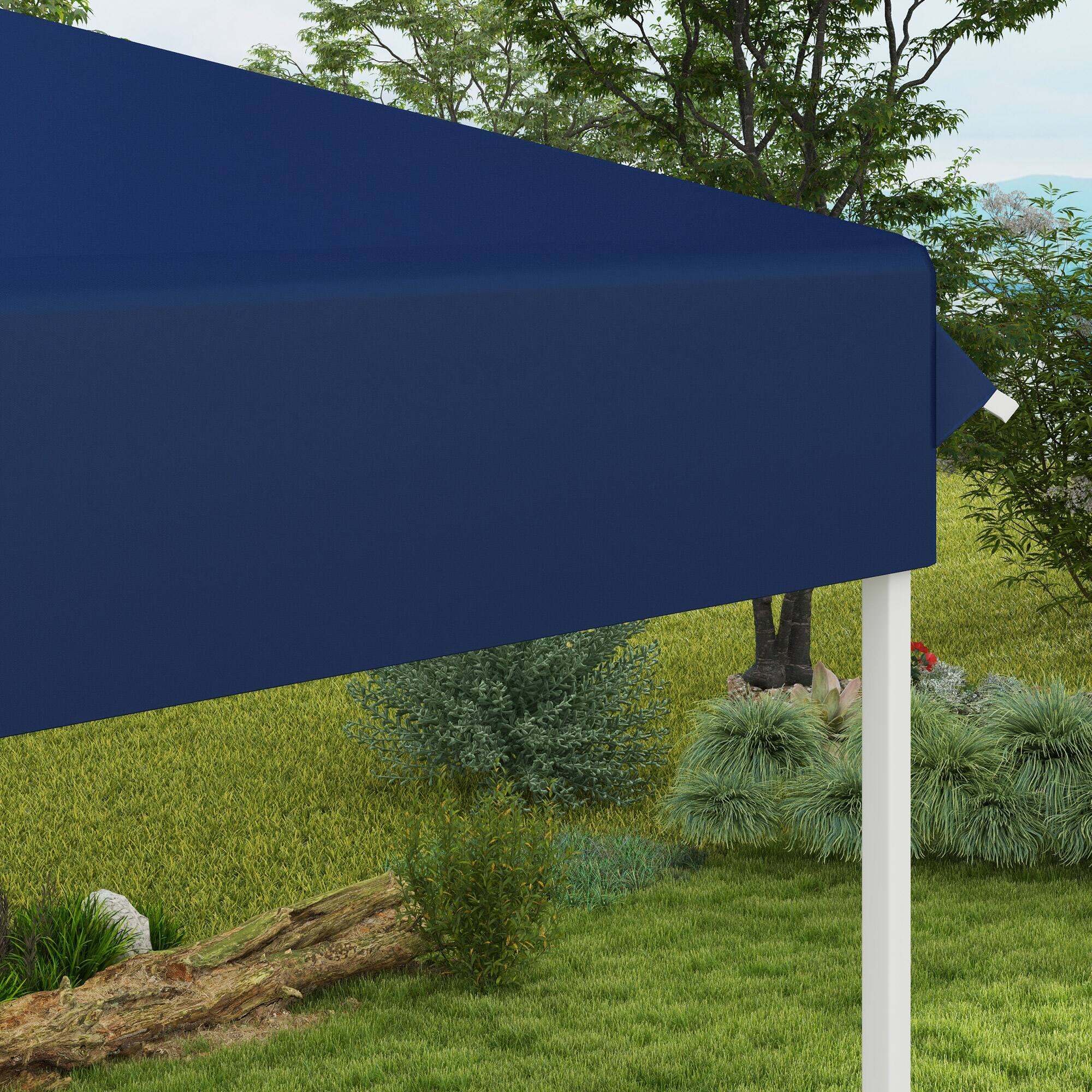 Alt View 8. Outsunny - 13' x 13' Pop Up Canopy Tent, Instant Sun Shelter, Tents for Parties, Height Adjustable for Outdoor, Garden, Patio - Dark Blue.