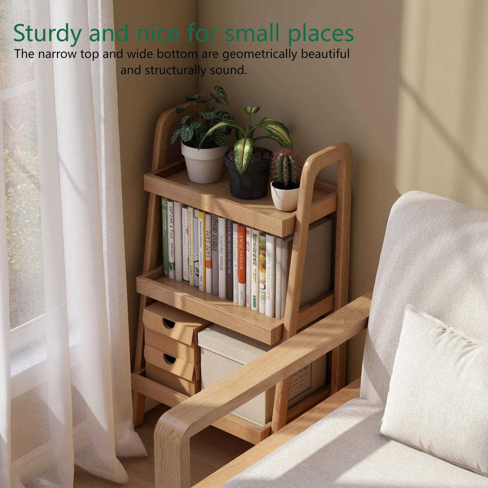 Sturdy and nice for small places  
The narrow top and wide bottom are geometrically beautiful and structurally sound.