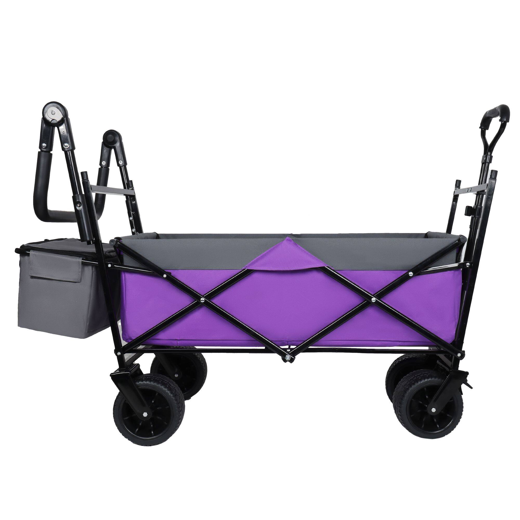 Alt View 3. Loheer - Loheer Collapsible Wagon with Canopy Push Handle Heavy Duty Folding Cart All Terrain Wheels Purple.