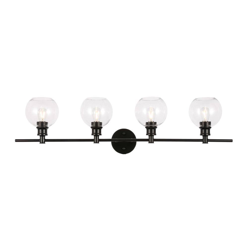 Alt View 10. Living District - Collier 4 light Black and Clear glass Wall sconce - Black And Clear Glass.