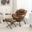 Left. Costway - Lazy Sofa Chair with Folding Footrest and Storage Pocket - Brown.