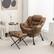 Left. Costway - Lazy Sofa Chair with Folding Footrest and Storage Pocket - Brown.