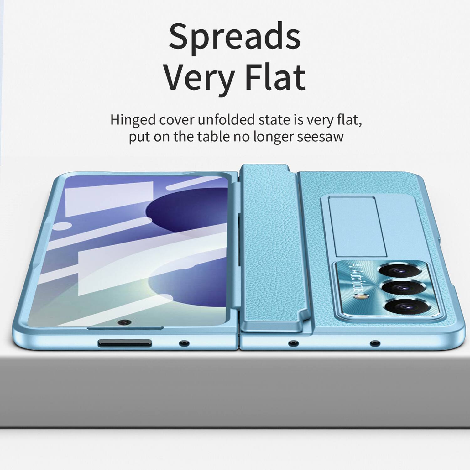 Spreads Very Flat  
Hinged cover unfolded state is very flat, put on the table no longer seesaw