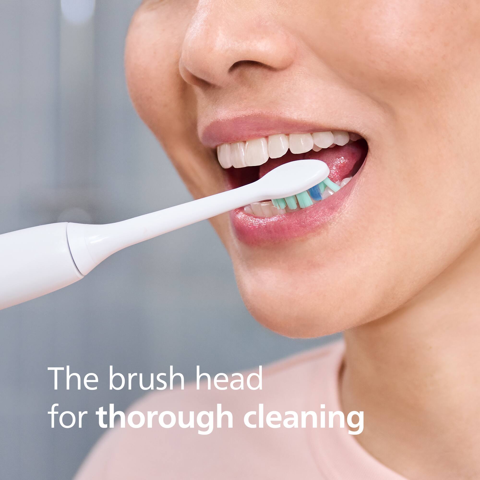 The brush head for thorough cleaning