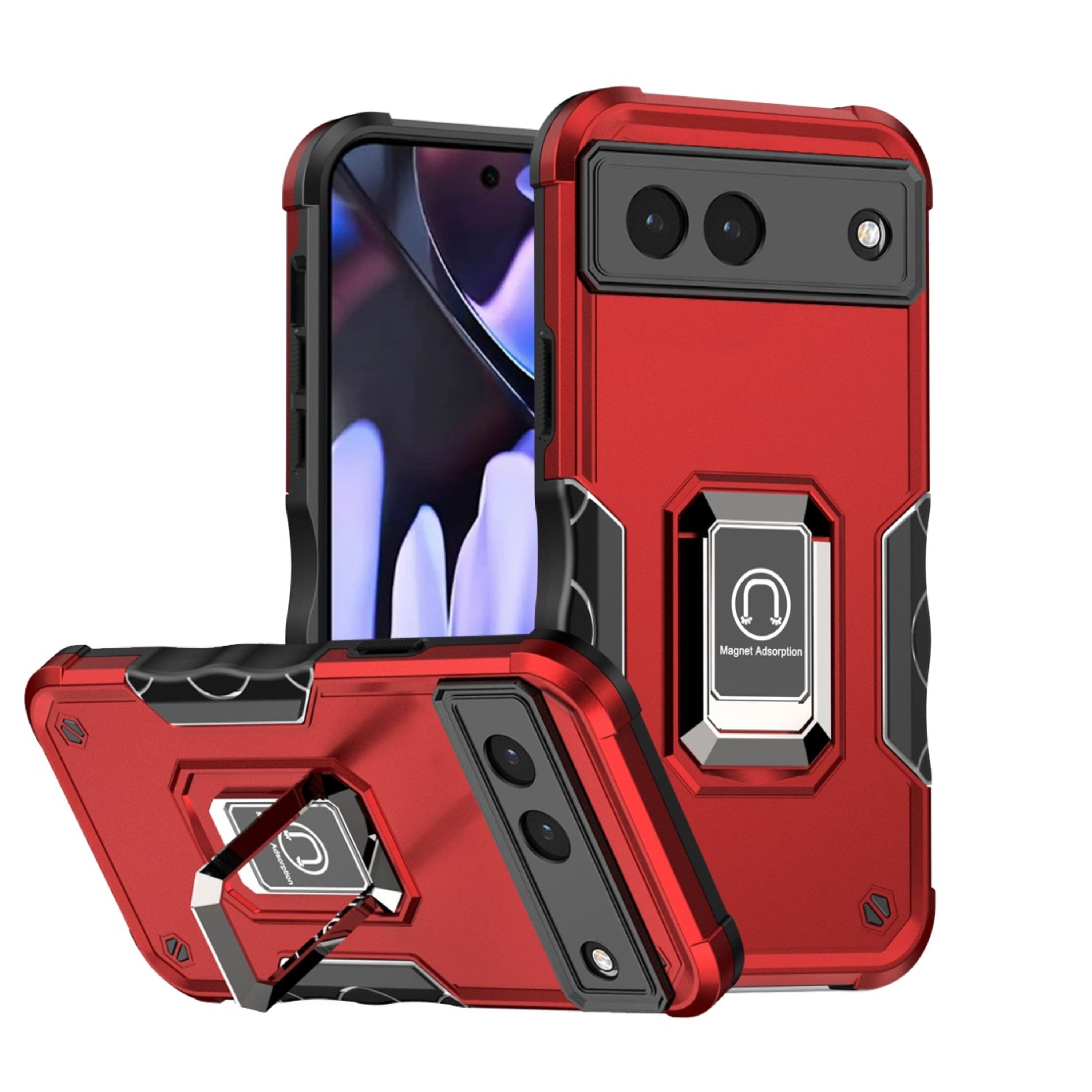 Kitcheniva - Premium Magnetic Ring Stand Case With Tempered Glass For Google Pixel 9a - Red price history on PriceWatchPro