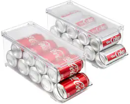 Sorbus - Soda Can Organizer Bins with Lid 2 Pack - Clear