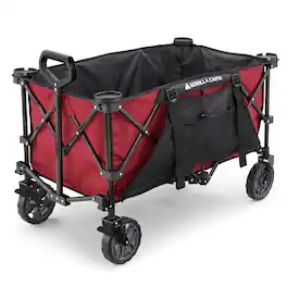 Gorilla Carts - 7 Cubic Feet Foldable Utility Beach Wagon with Oversized Bed - Red