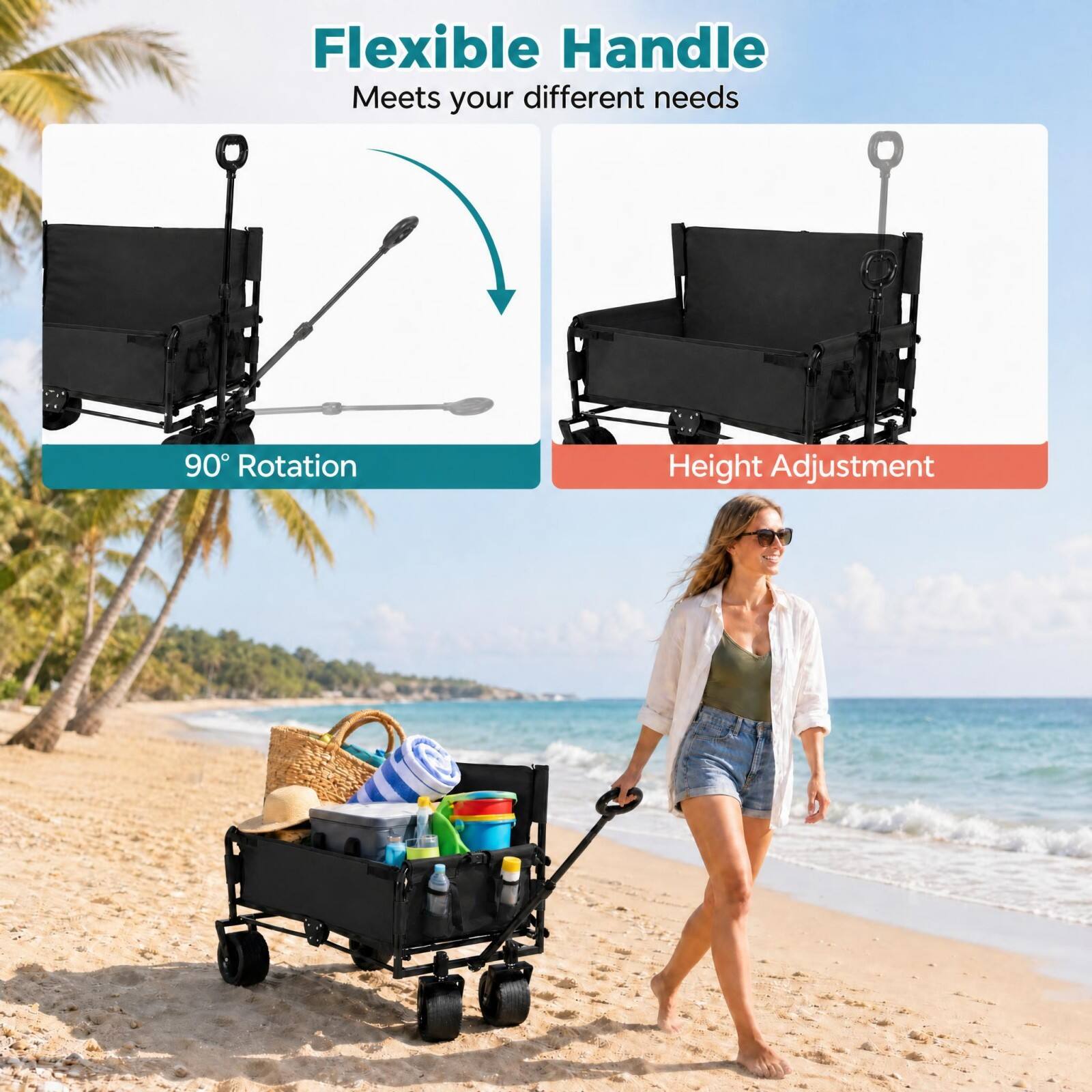 Flexible Handle  
Meets your different needs  

90° Rotation  
Height Adjustment