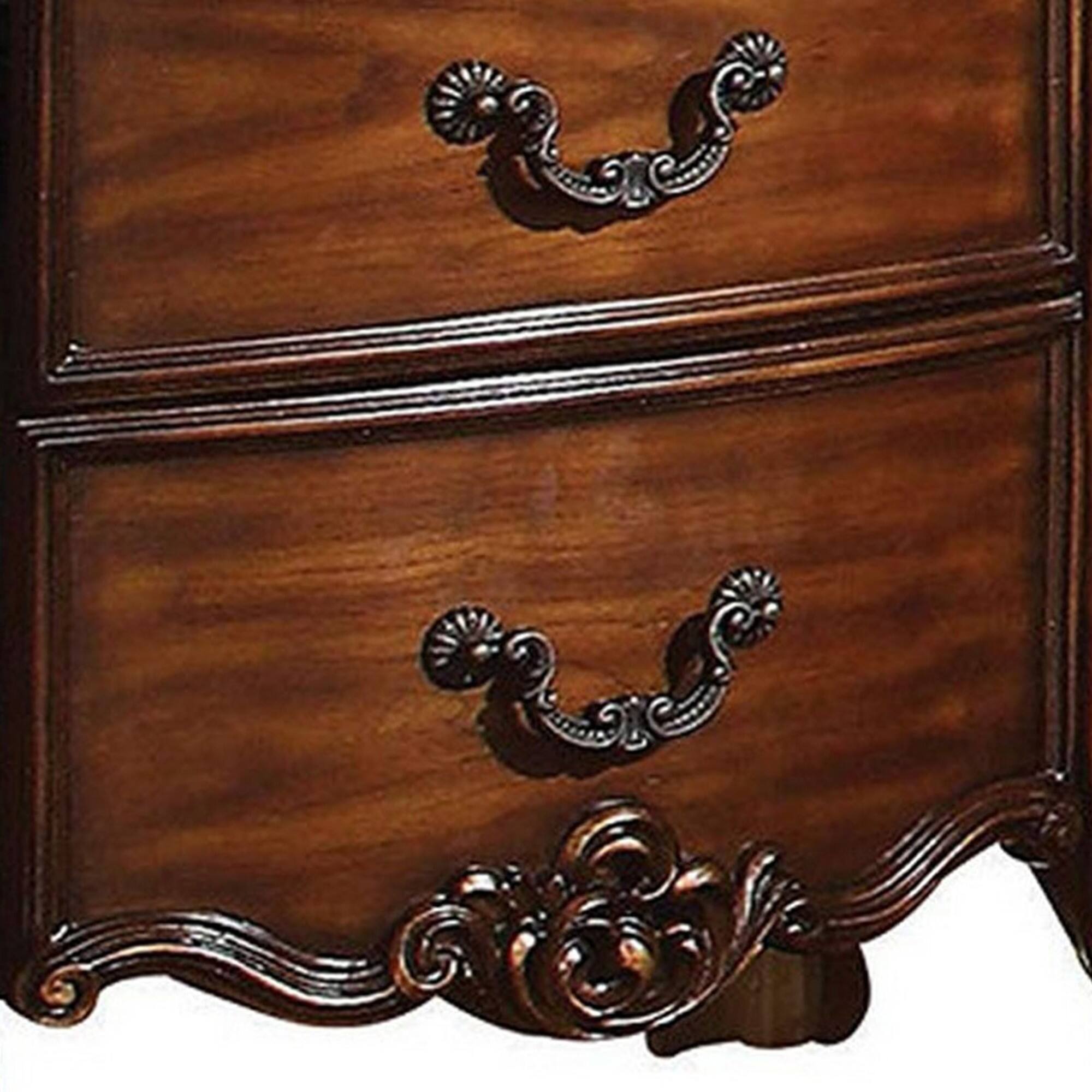 Left. Manhattan Lane - Traditional Style Wooden Nightstand with Two Drawers - Brown.