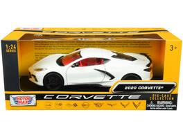 2020 Chevrolet Corvette C8 Stingray White with Red Interior "History of Corvette" Series 1/24 Model Car by Motormax