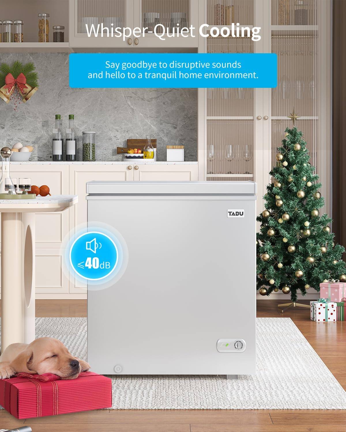 Alt View 6. Circus Cirle - 7.0 cu. ft. chest freezer with 7-level adjustable thermostat and removable storage basket (white) - WHITE.