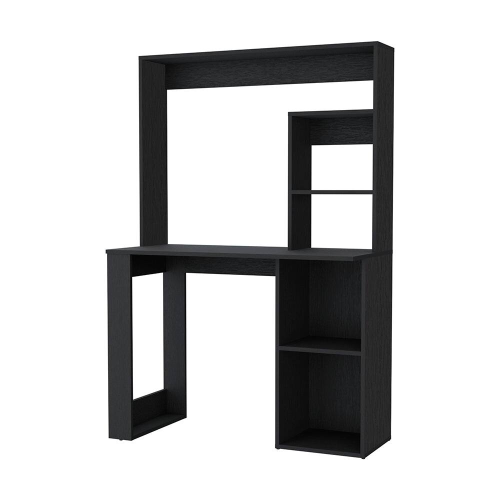 Left. APRILSOUL - Carroll Computer Desk with Hutch and Storage Shelves - Black.
