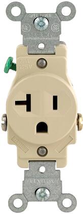 Leviton - 101-05801-ISP 20A 125V Single Receptacle Electrical Outlet - Ivory